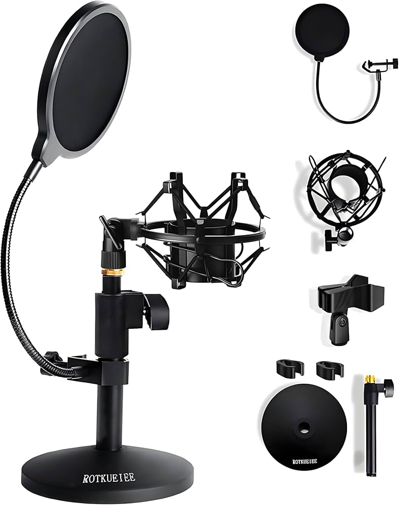 Amazon | ROTKUEIEE 卓上マイクスタンド&ショックマウント&ポップ